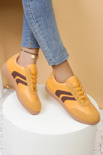 Leopard Print Shimmer Lace Up Sneakers PU Leather Shoes