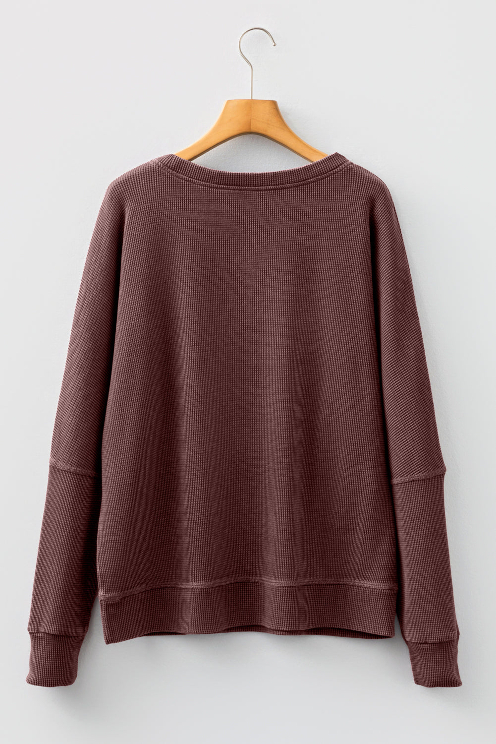Waffle Knit Loose Long Sleeve Casual Top