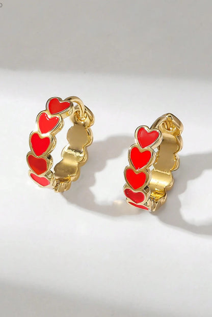 White Heart Gold Plated Small Hoop Earrings