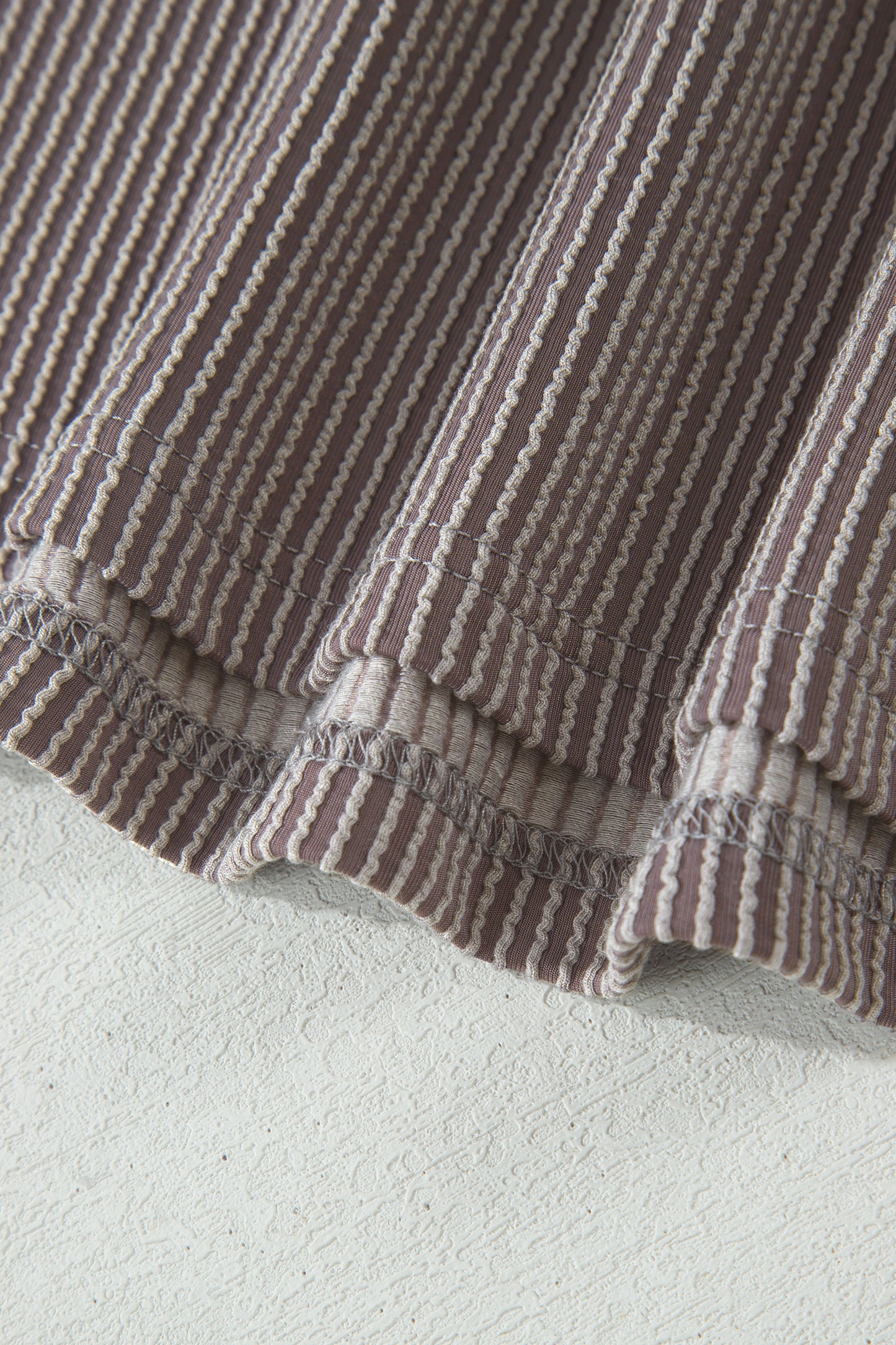 Leopard Trim Ribbed Short Sleeve Top and Shorts Set