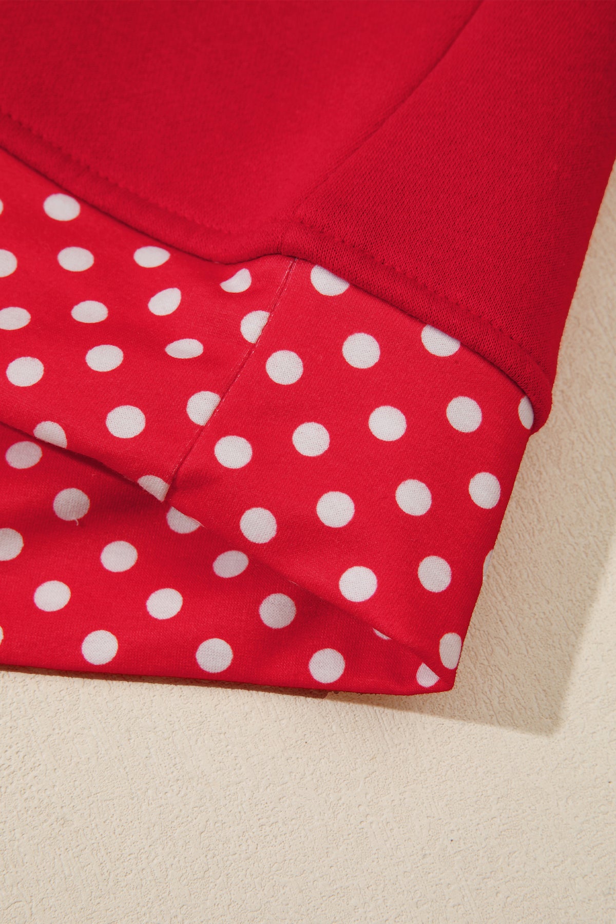 Polka Dot Trim Plus Size Crew Neck Tunic Sweatshirt