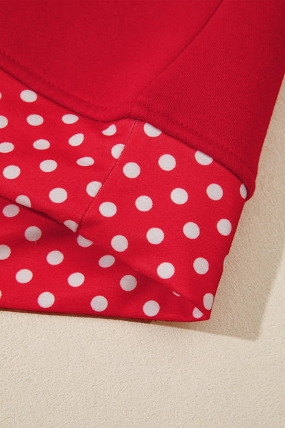 Polka Dot Trim Plus Size Crew Neck Tunic Sweatshirt