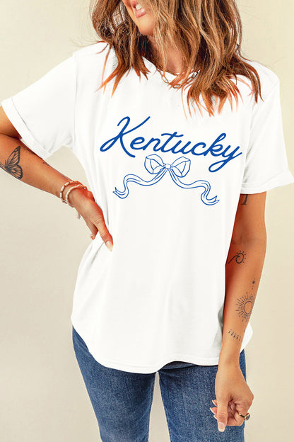 Kentucky Bow Graphic Short Sleeve Casual T Shirt