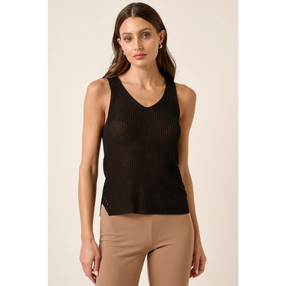 Lightweight Knit V Neck Sleeveless Sweater Tank Top