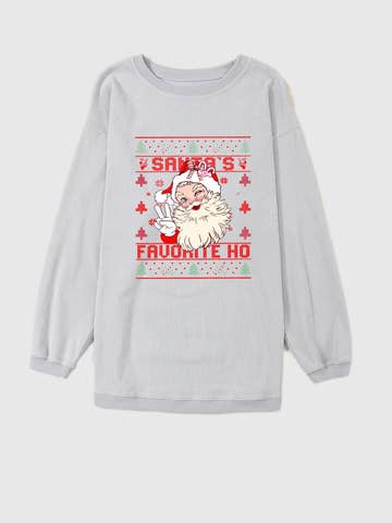 Santa Graphic Corded Christmas Pullover Sweatshirt