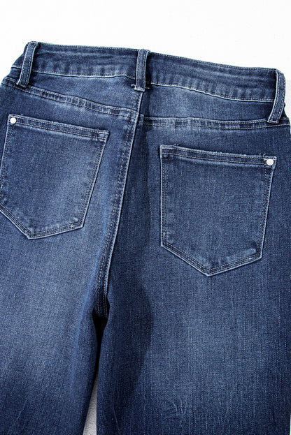 High Waist Flared Jeans with Raw Hem