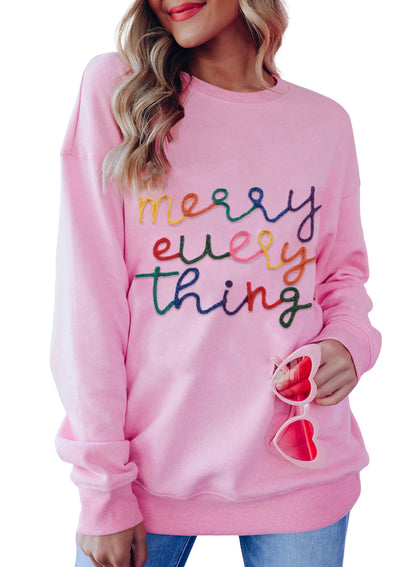 Black Merry Every Thing Tinsel Slogan Sweatshirt