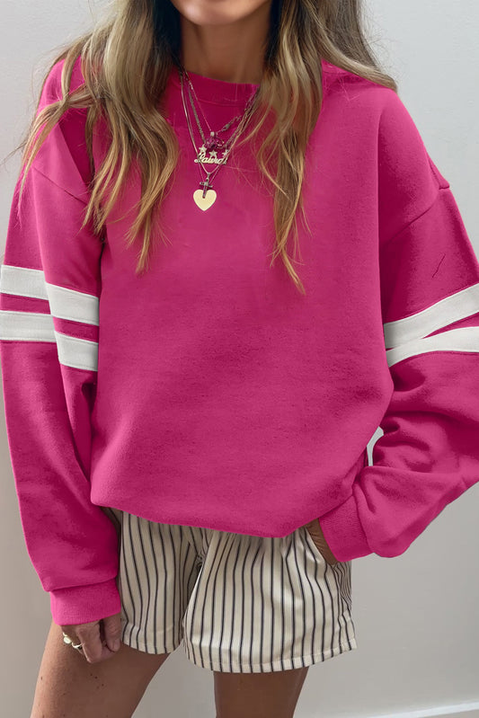Varsity Stripe Drop Shoulder Oversized Women’s Sweatshirt