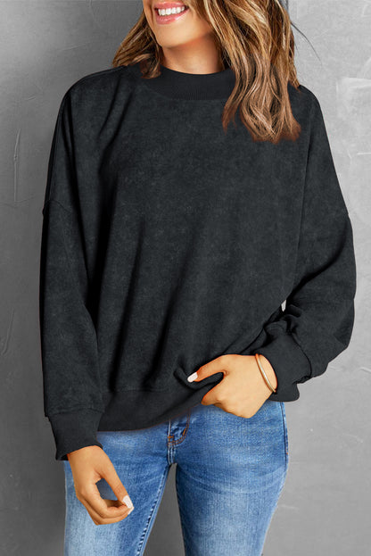 Washed Green Drop Shoulder Crewneck Sweatshirt for Women
