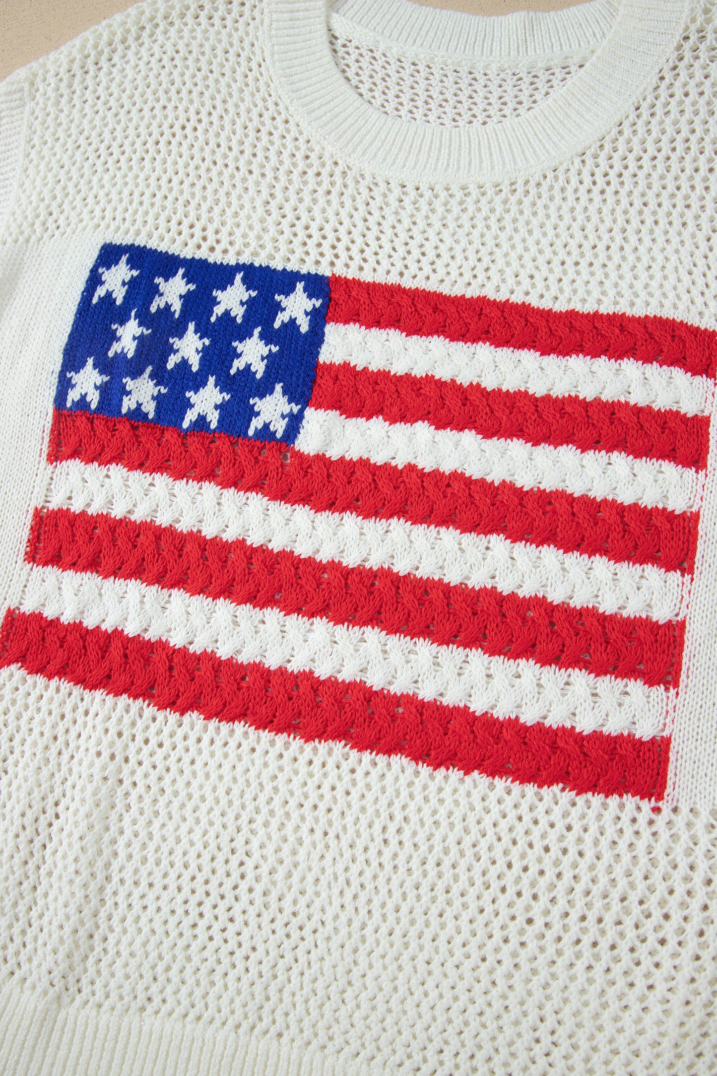 American Flag Knit Sweater Vest Patriotic Summer Top