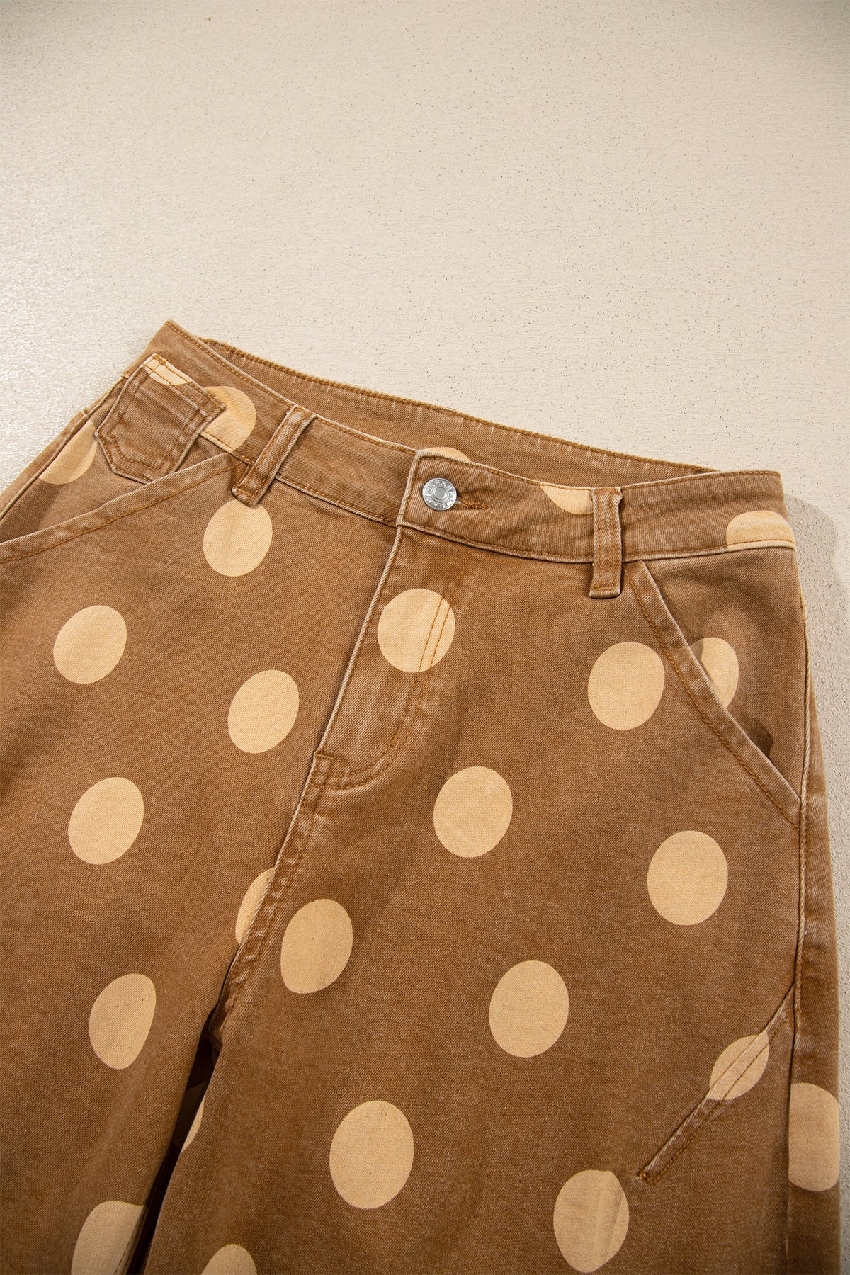 Women's Polka Dot Cuffed Wide Leg Jeans
