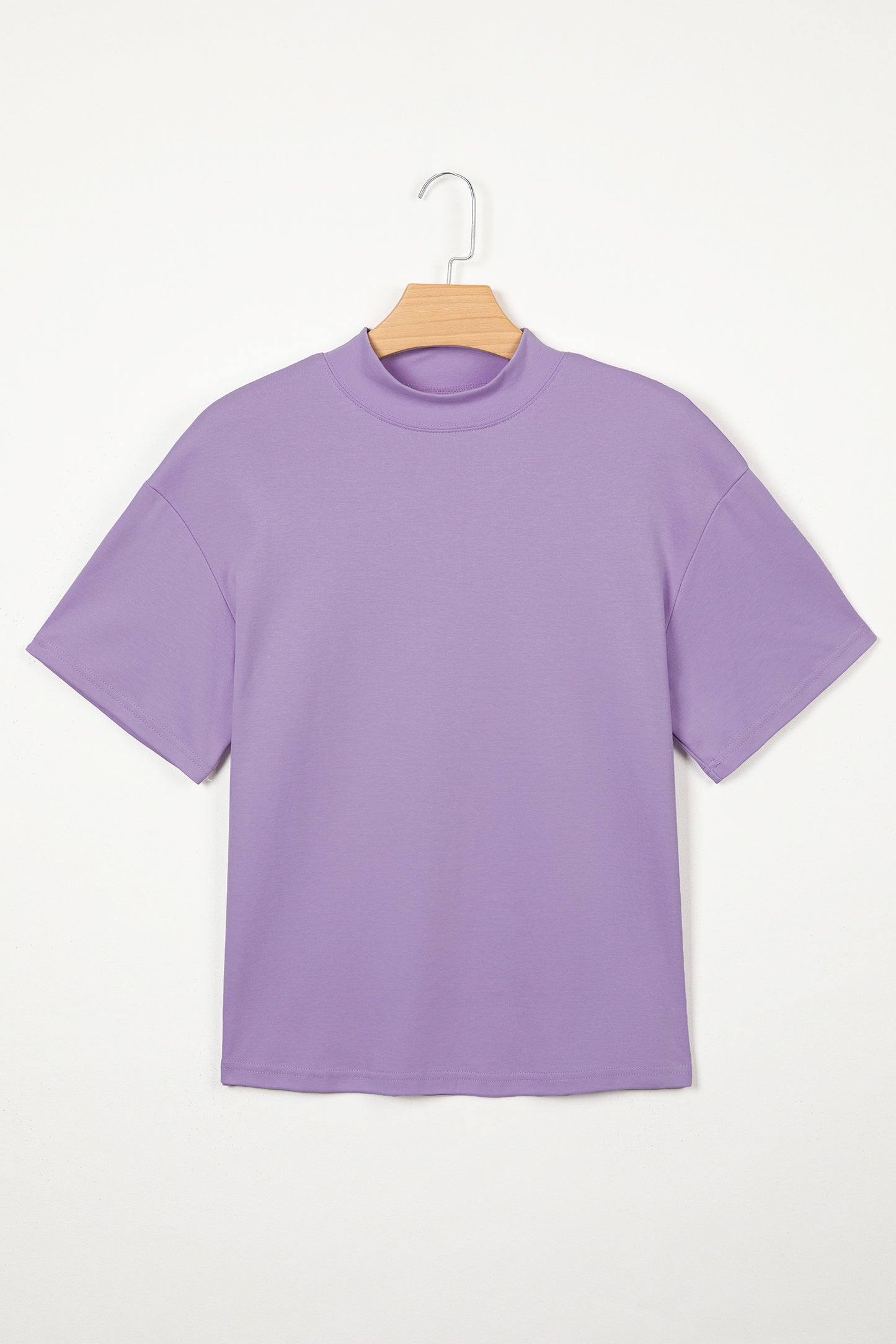 Dark Blue Oversized Mock Neck Tee Casual Relaxed Top