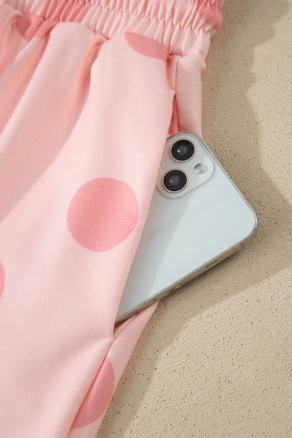 Polka Dot Lounge Set Tee and Drawstring Shorts Set