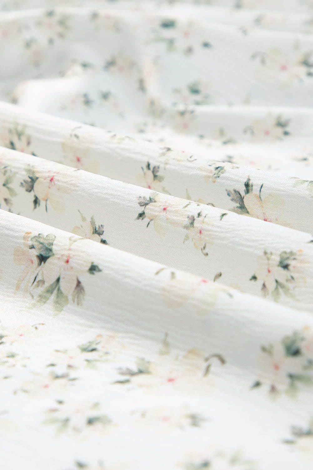 White Floral Shirred Smocked Tiered Maxi Dress