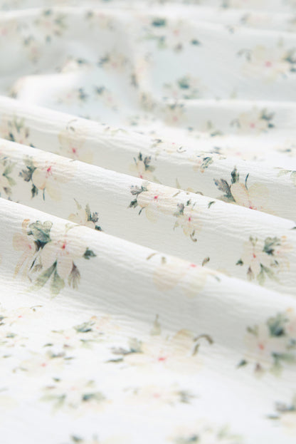 White Floral Shirred Smocked Tiered Maxi Dress