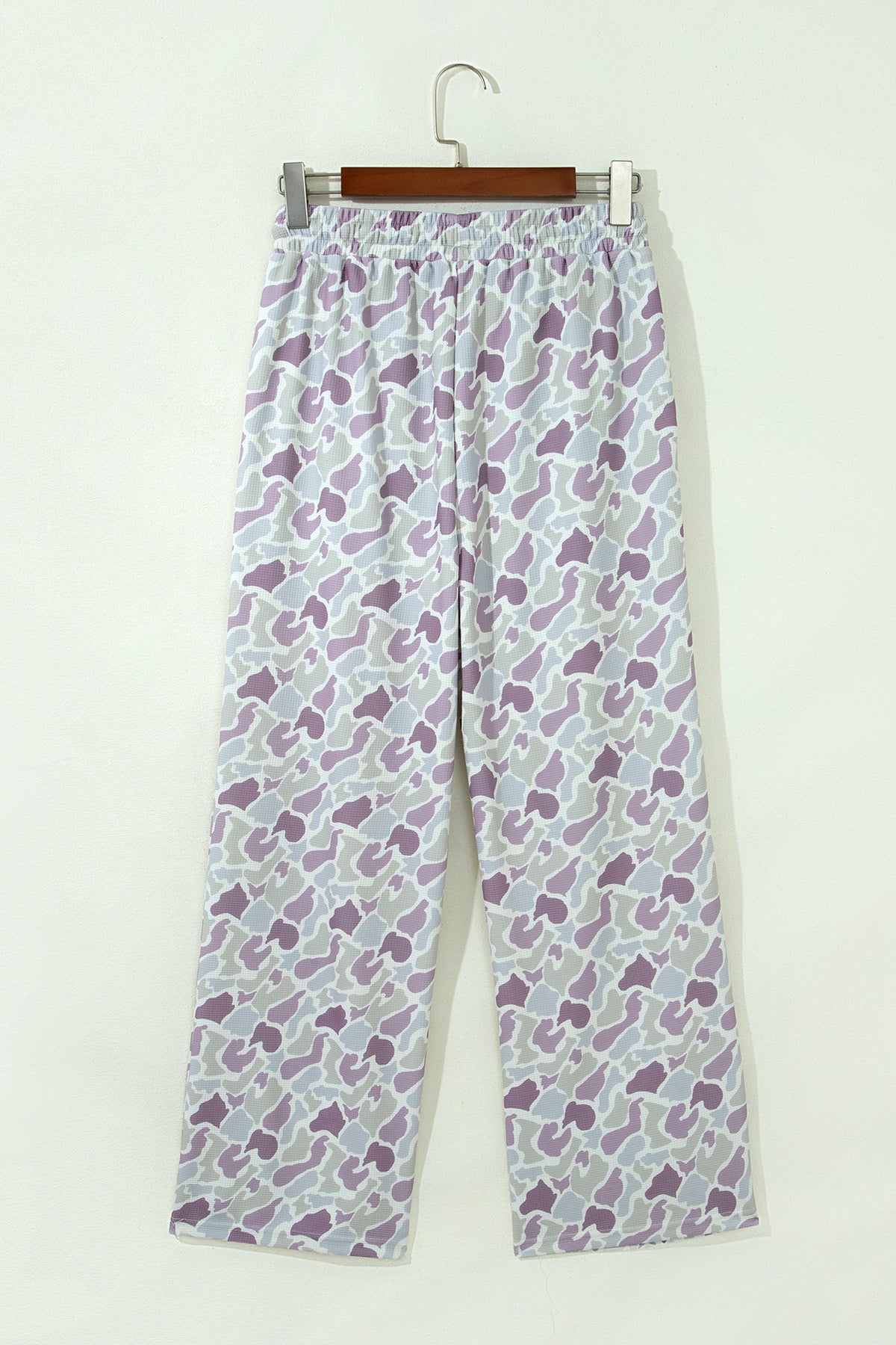 Pastel Camo Print Drawstring Wide Leg Pants