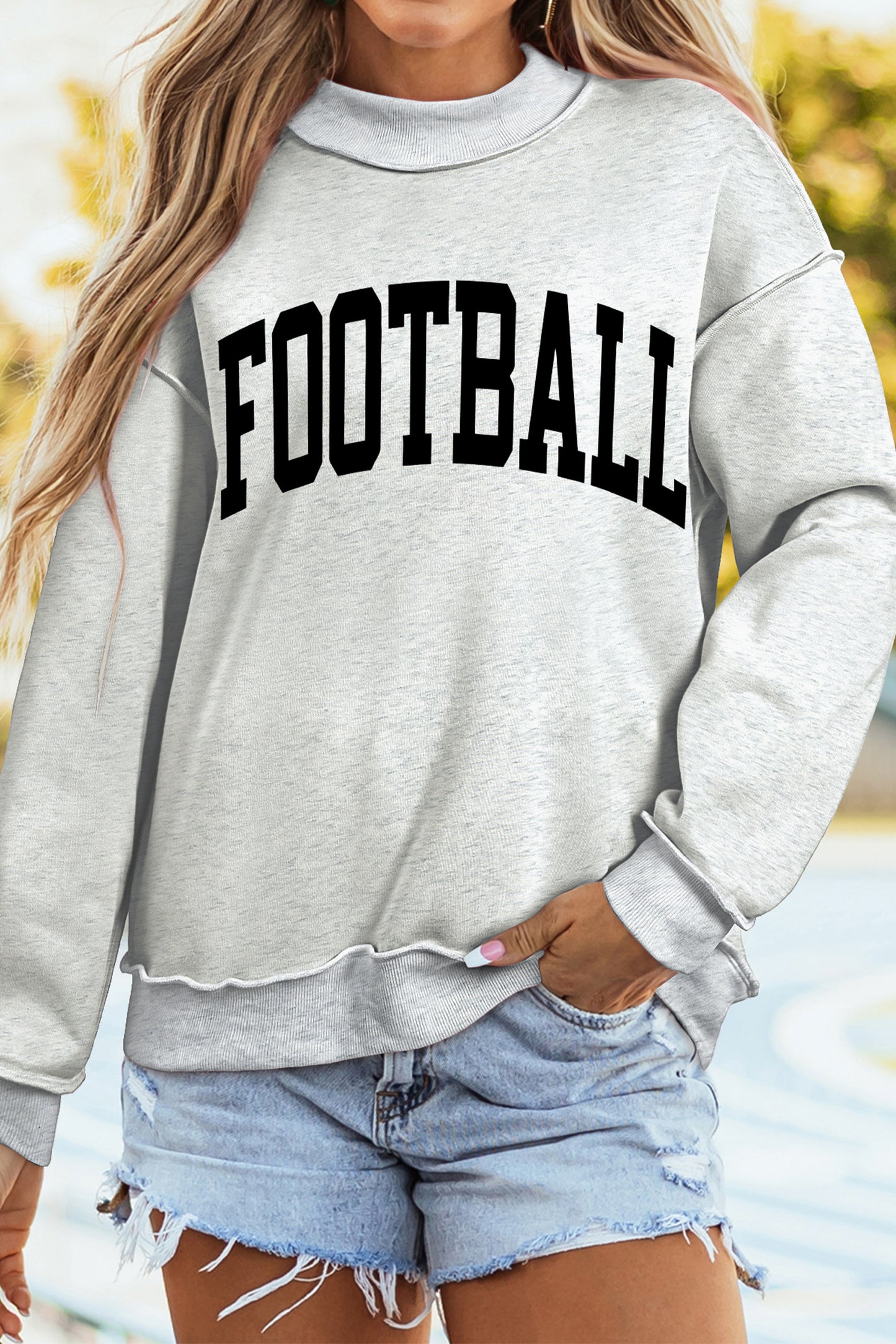 Light Grey Game Day Football Reversible Sweatshirt Top