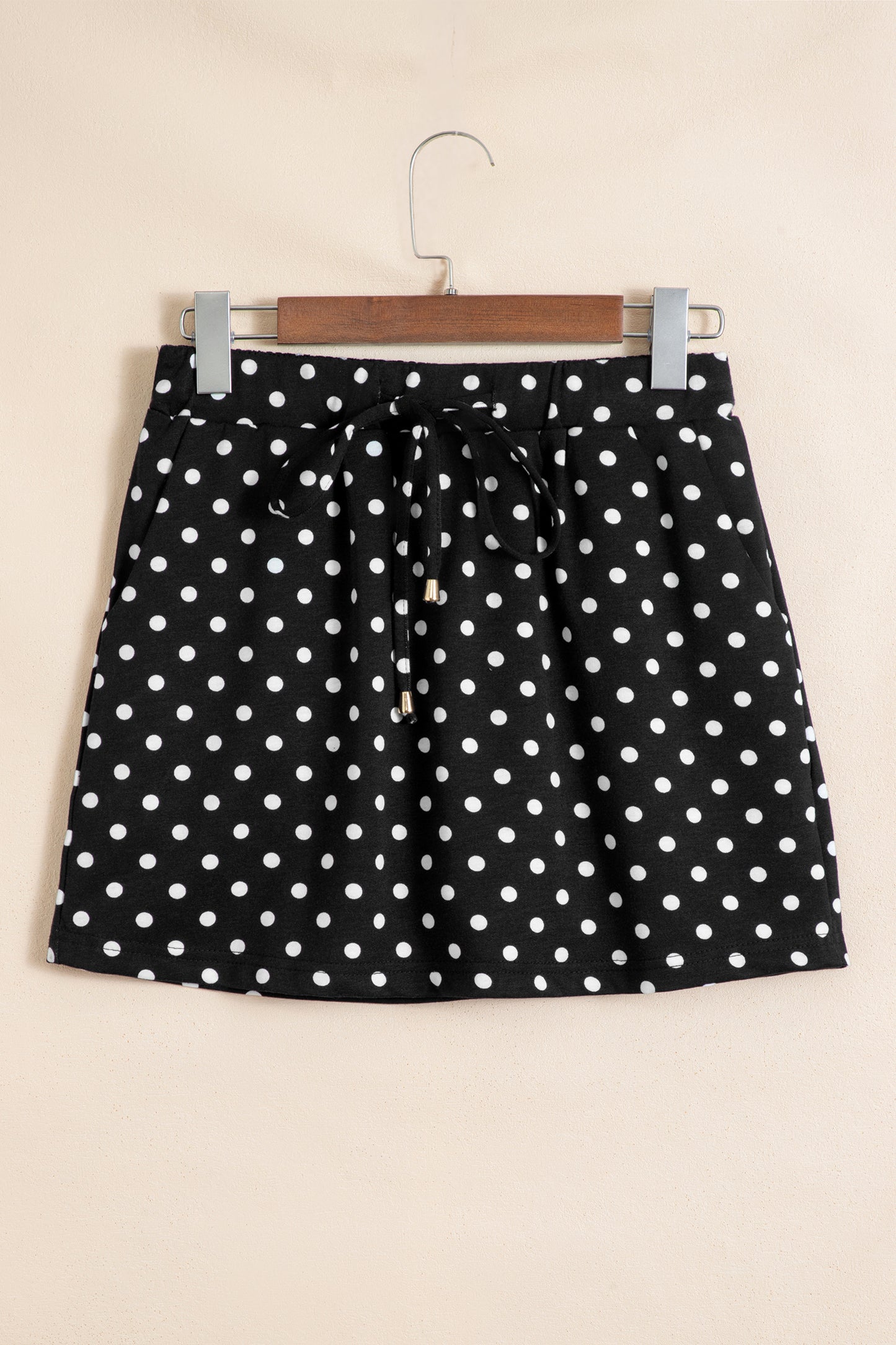 Fiery Red Polka Dot Drawstring Pocket Mini Skort Skirt