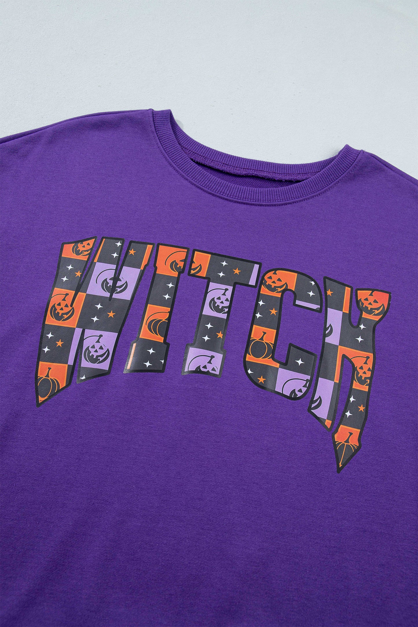Halloween Witch Graphic Checkerboard Shorts Set