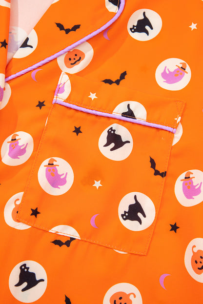 Women's Halloween Pumpkin Print Long Sleeve Pajama Set