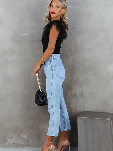 White Polka Dot Mesh Ruffle Sleeve Ribbed Knit Top
