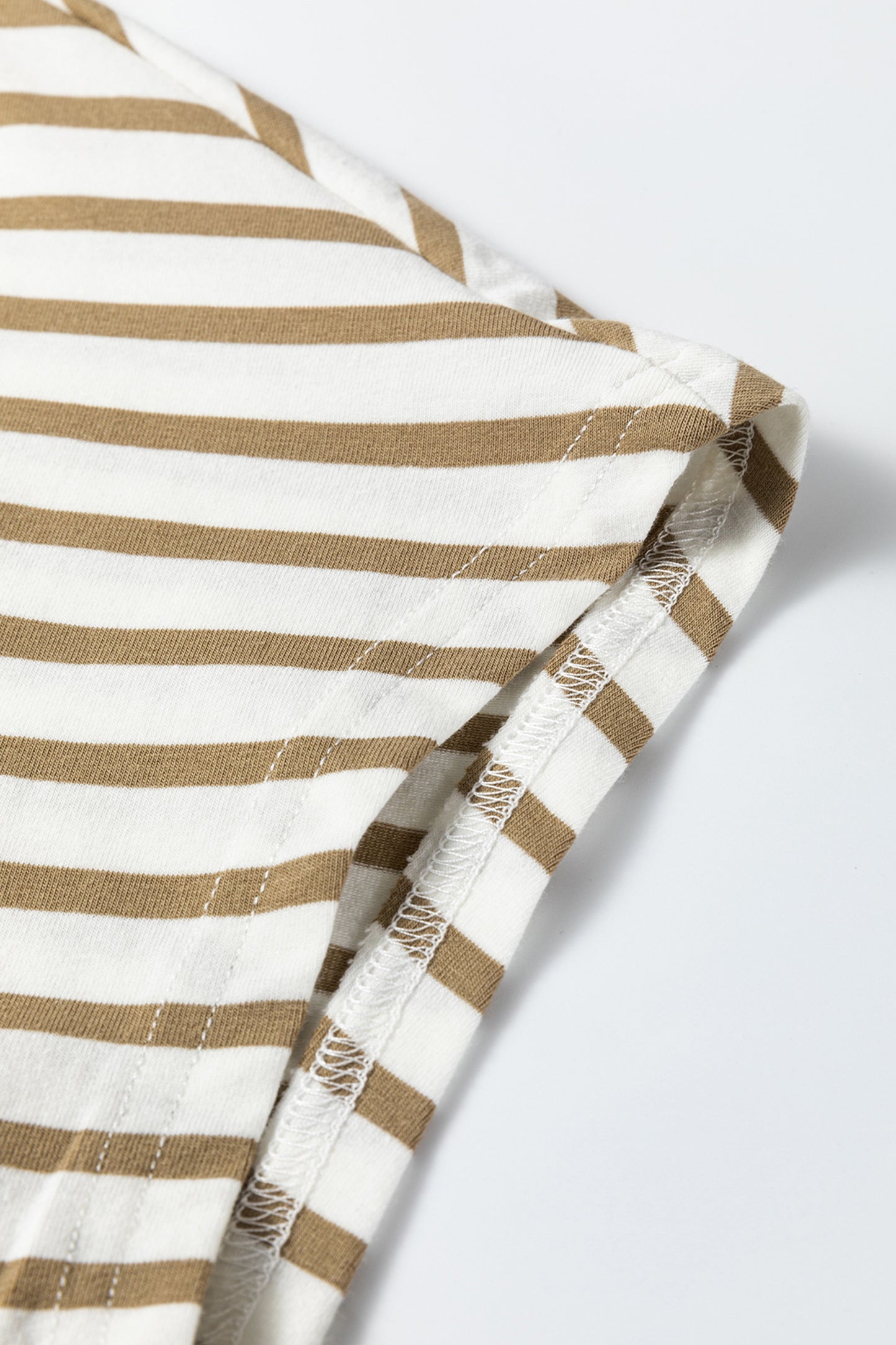 Striped Leopard Trim Tee Casual Loose Fit T Shirt