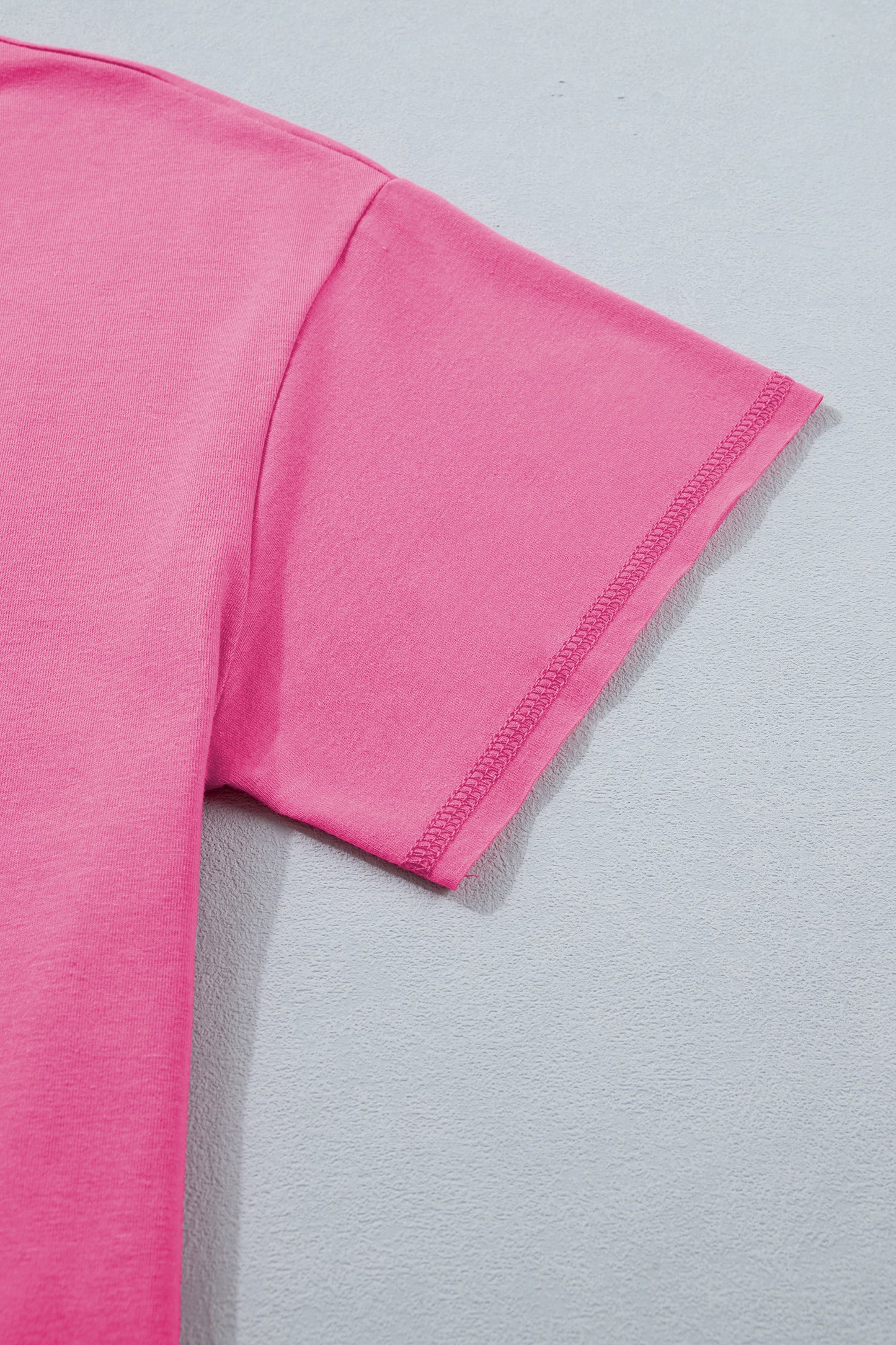 Bright Pink Lounge Set Rainbow Waistband Tee and Shorts