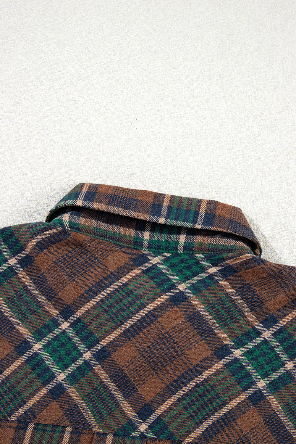 Brown Plaid Button-Down Shacket with Chest Pockets