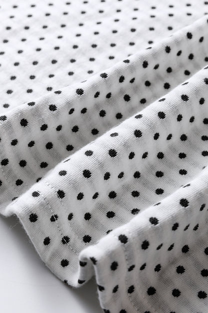 Plus Size Polka Dot Patchwork Sleeve Henley Top