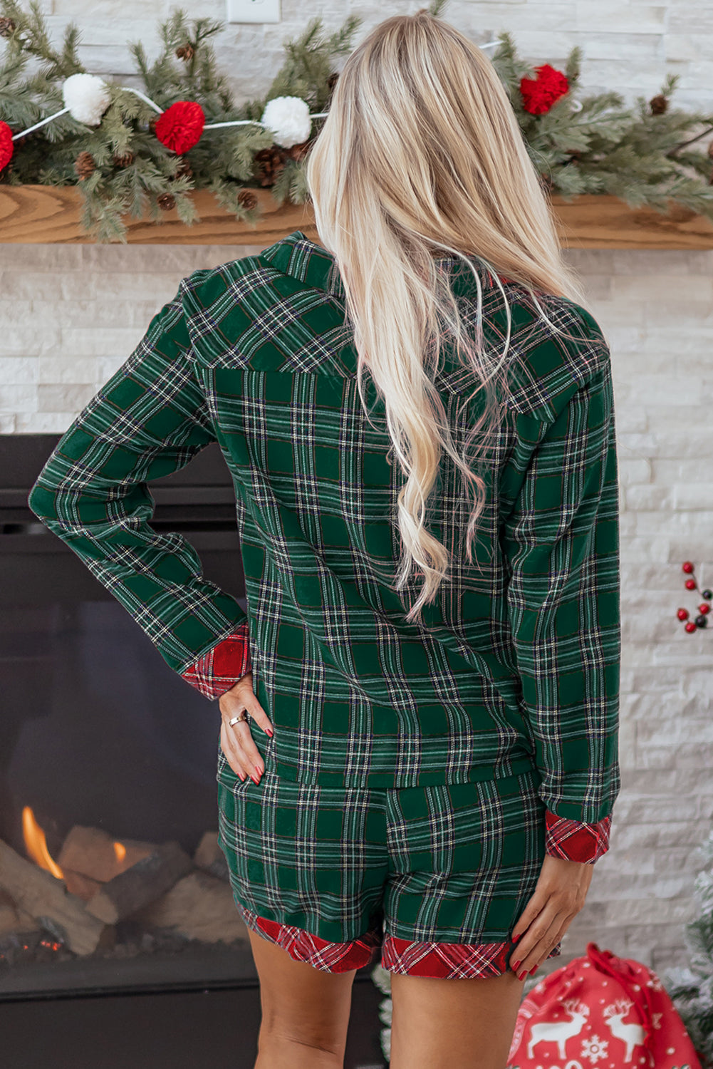 Plaid Pajama Set – Long Sleeve & Shorts