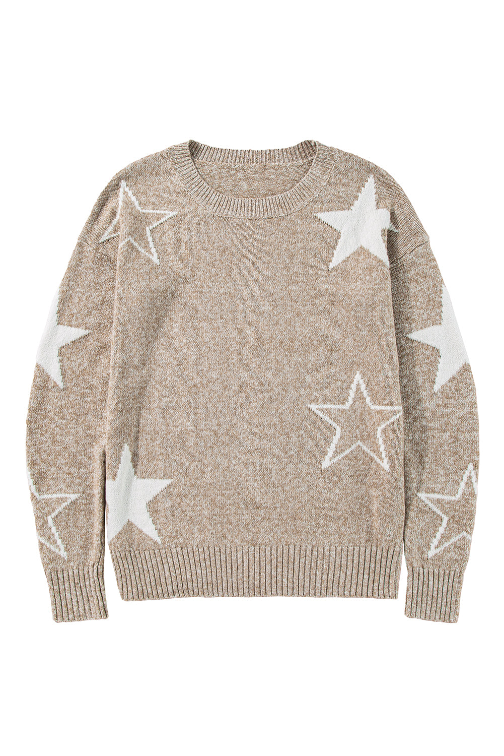 Green Star Pattern Drop Shoulder Sweater