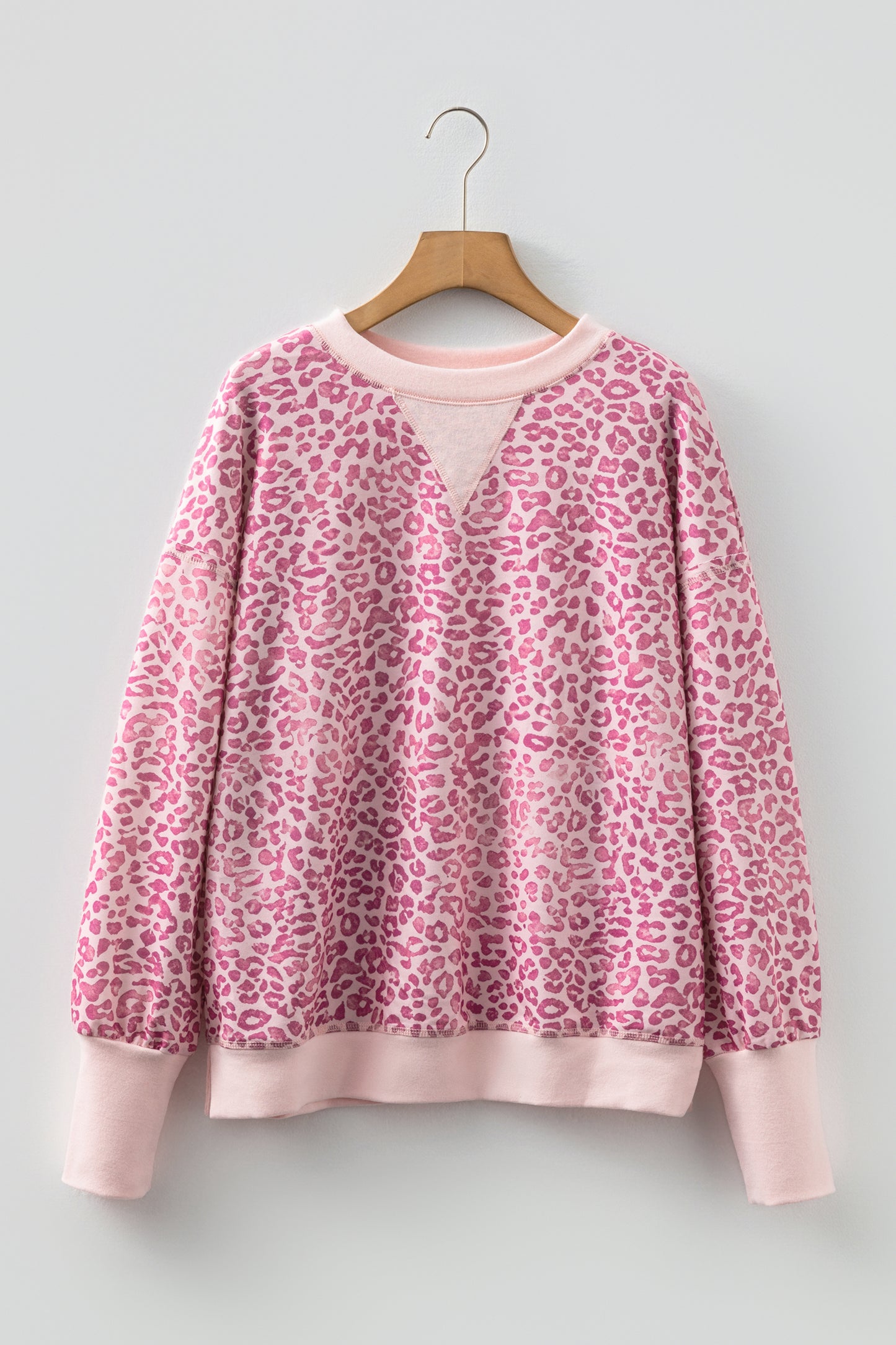 Leopard Print Long Sleeve Crew Neck Casual Sweatshirt