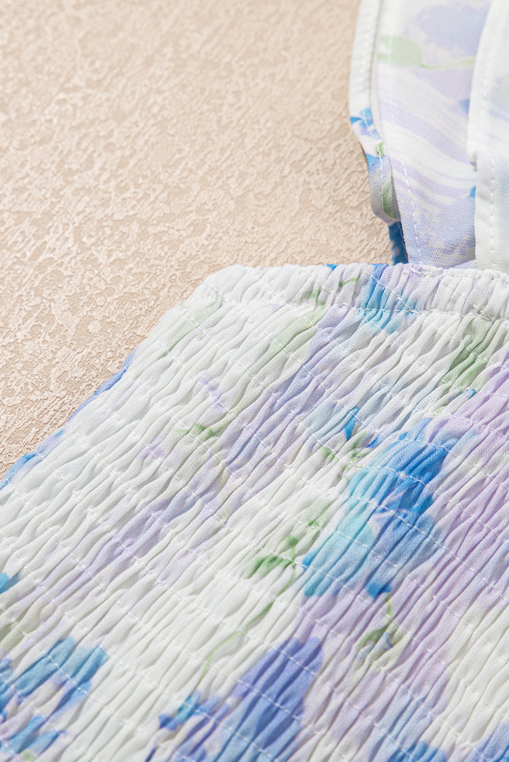 Easter Blue Floral Smocked Maxi Dress