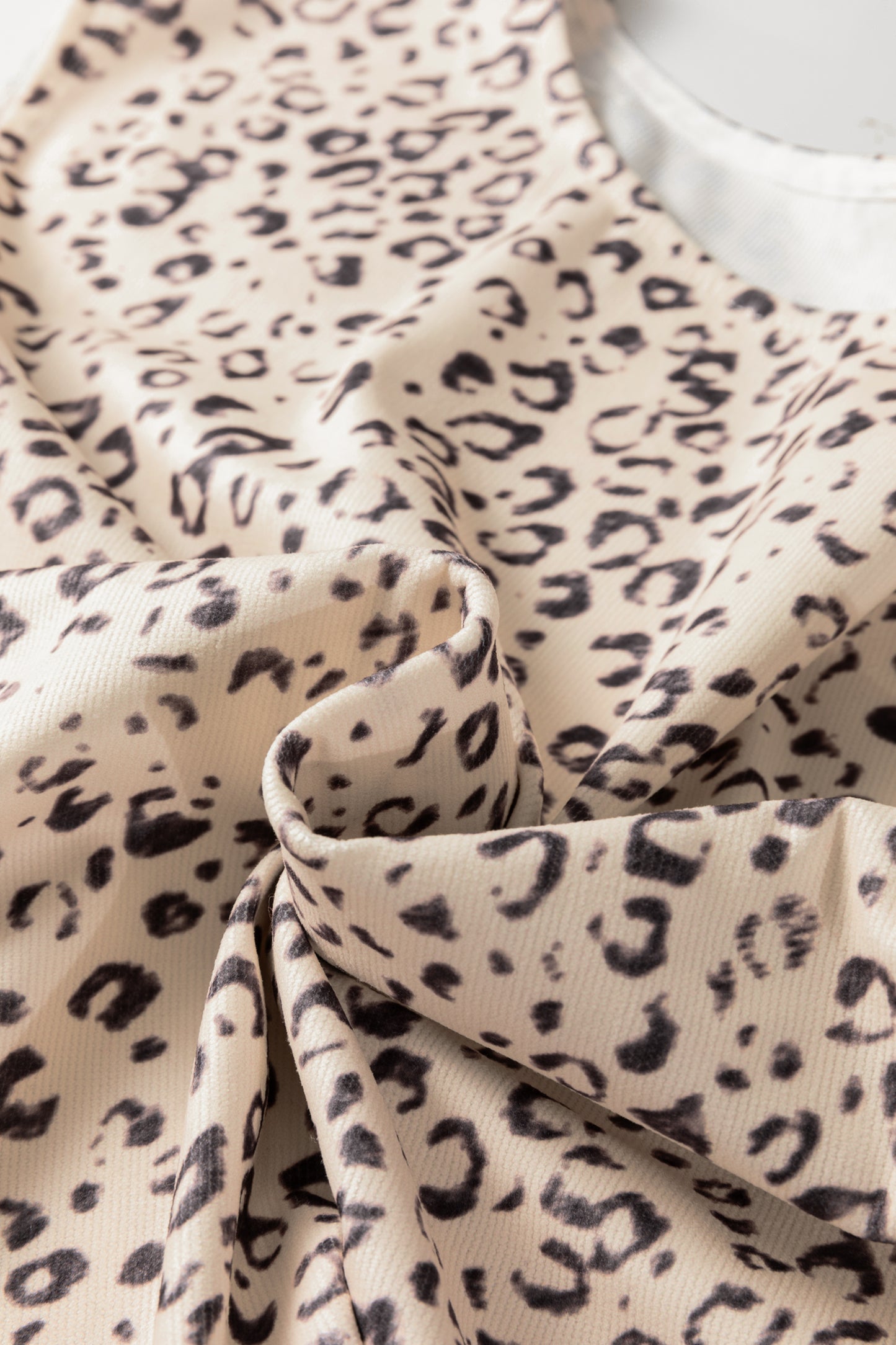 Apricot Leopard Print Side Tie Sleeveless Blouse