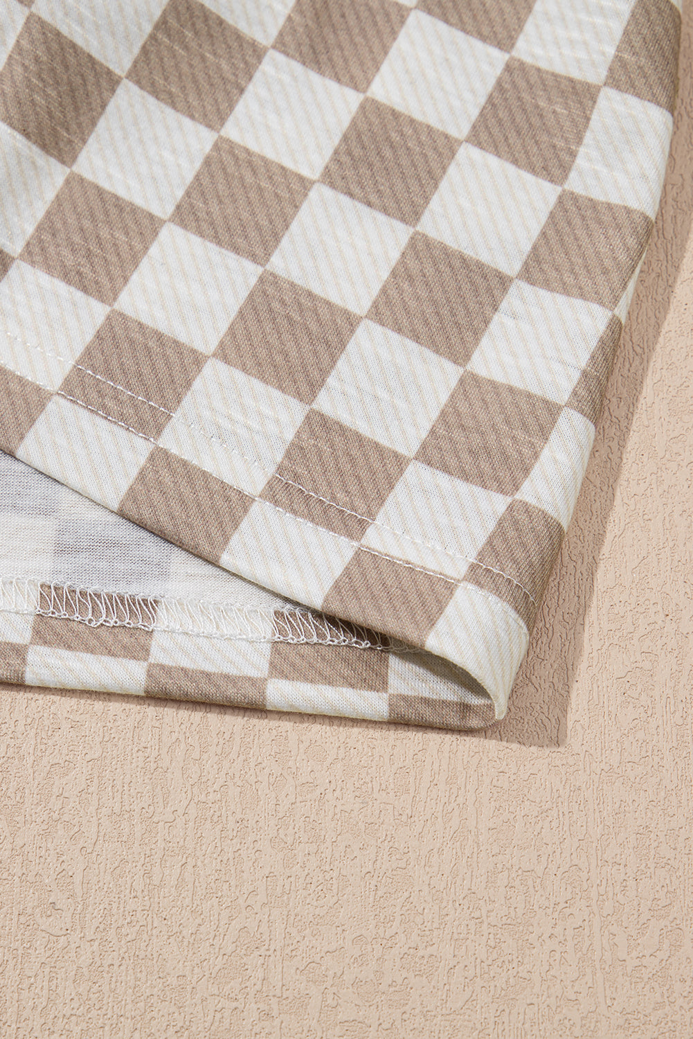 Brown Checkered Lounge Set Tee and High Waist Skort