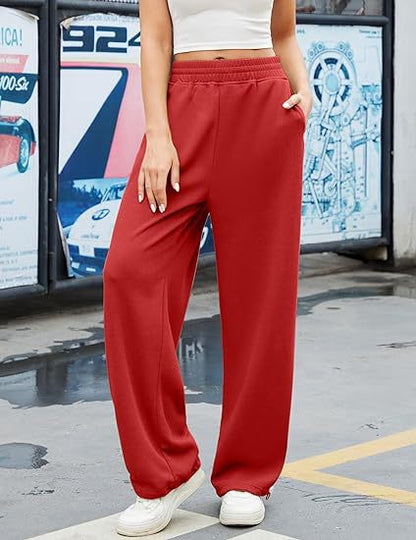High Waist Drawstring Wide Leg Lounge Pants