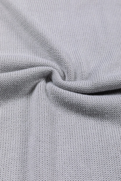 Colorblock Bishop Sleeve Ribbed Knit Sweater
