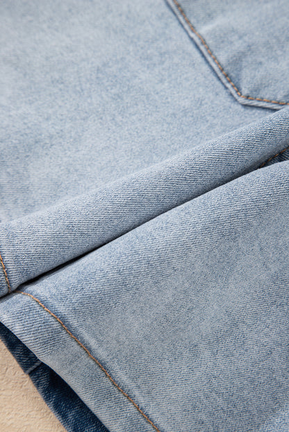Light Wash High Waisted Denim Shorts with Pockets