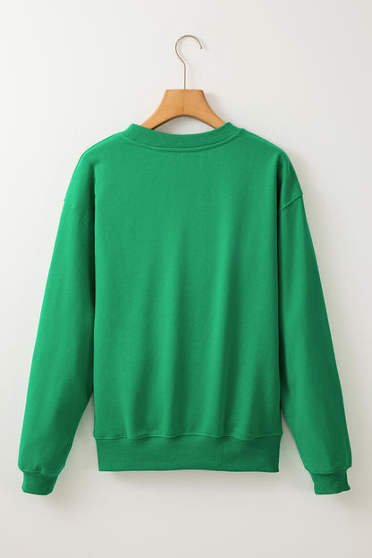 Solid Fleece Lined Drop Shoulder Terry Sweatshirt