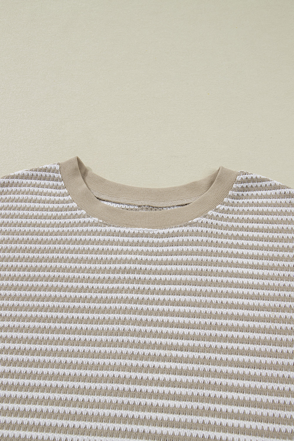 Plus Size Brown Stripe Knit Long Sleeve Ribbed Top
