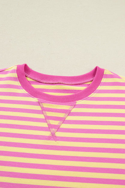 Striped Two Piece Lounge Set Womens Tee and Shorts