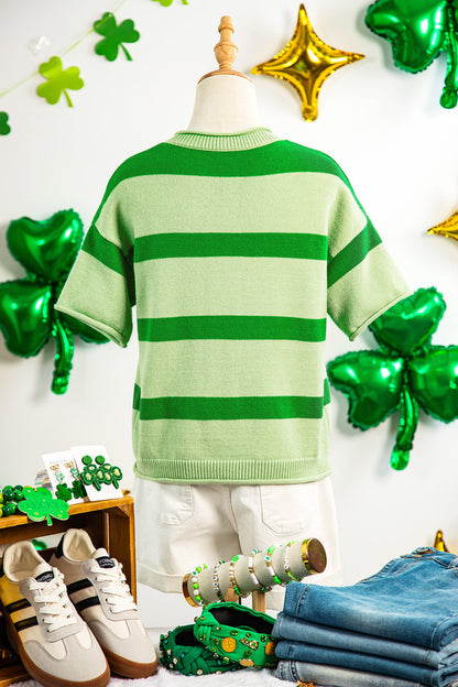 Green Stripe Oh For Luck’s Sake St Patrick Knit Tee