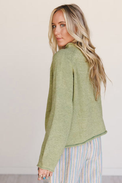 Meadow Mist Green Fish Graphic Oversized Knit Sweater