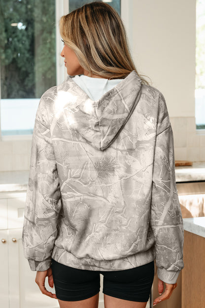 Woodland Camo Oversized Hoodie Pullover for Women