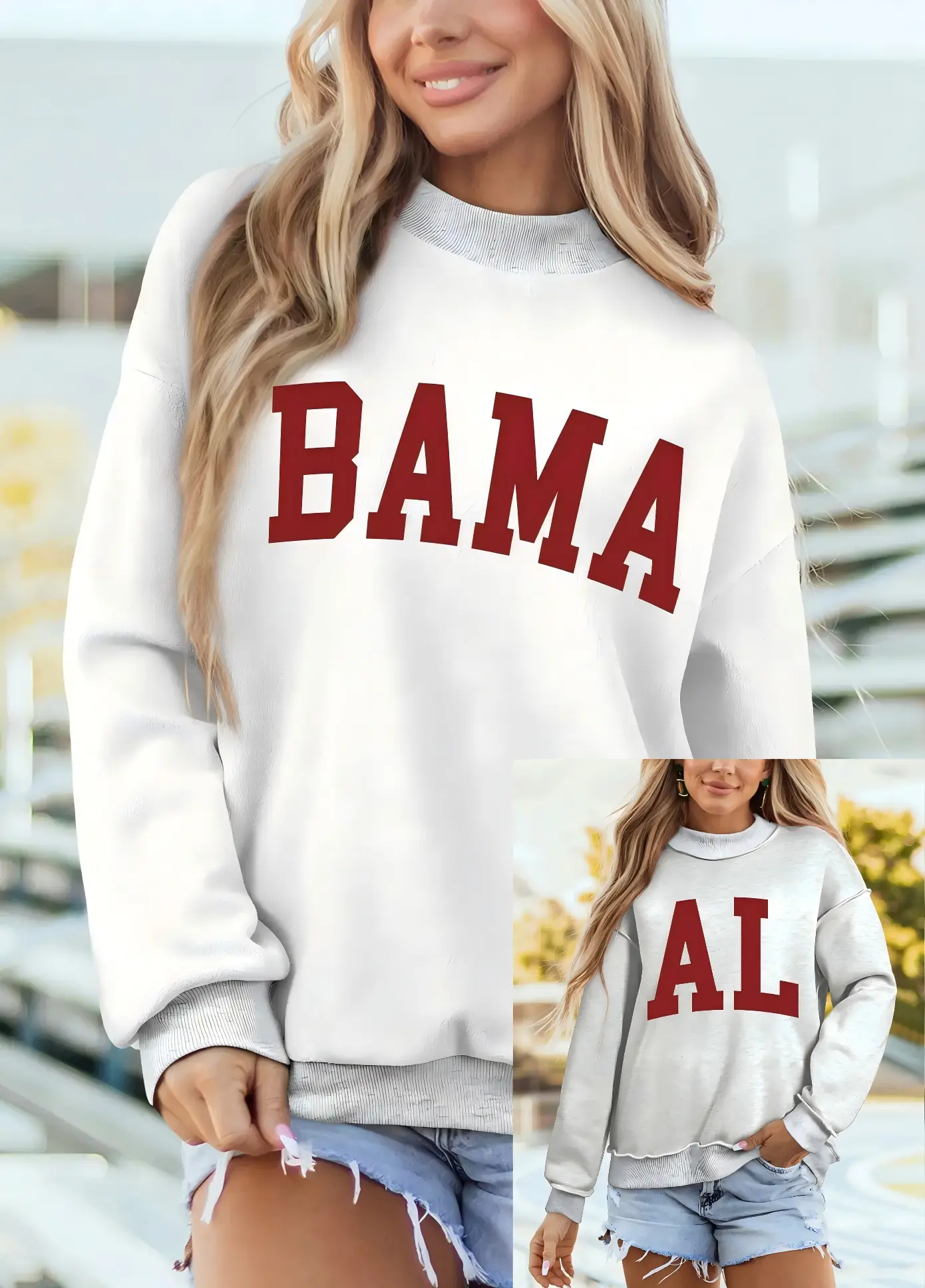 BAMA AL Reversible Game Day Mock Neck Sweatshirt