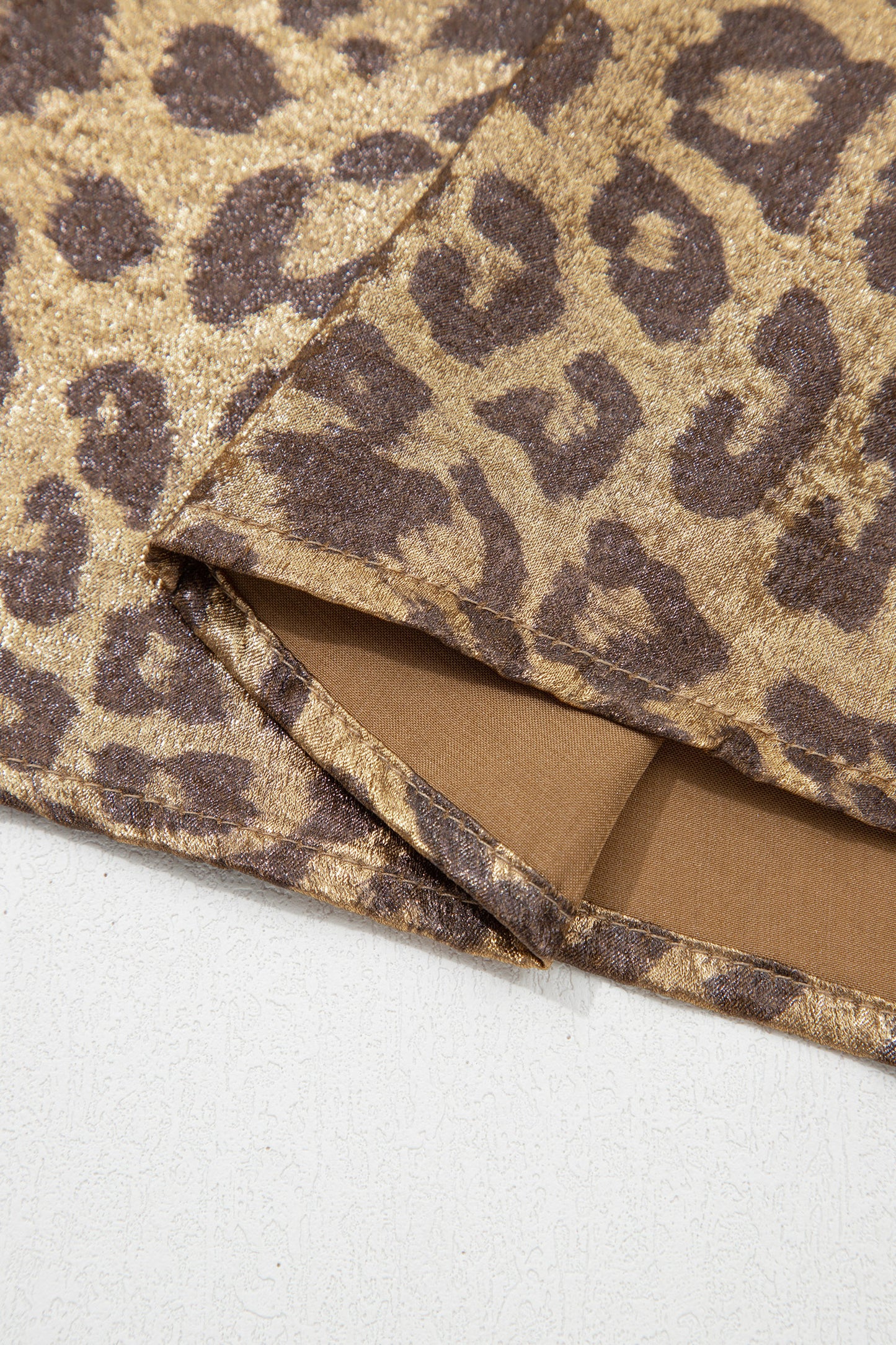 Metallic Leopard Print Puff Sleeve Blouse