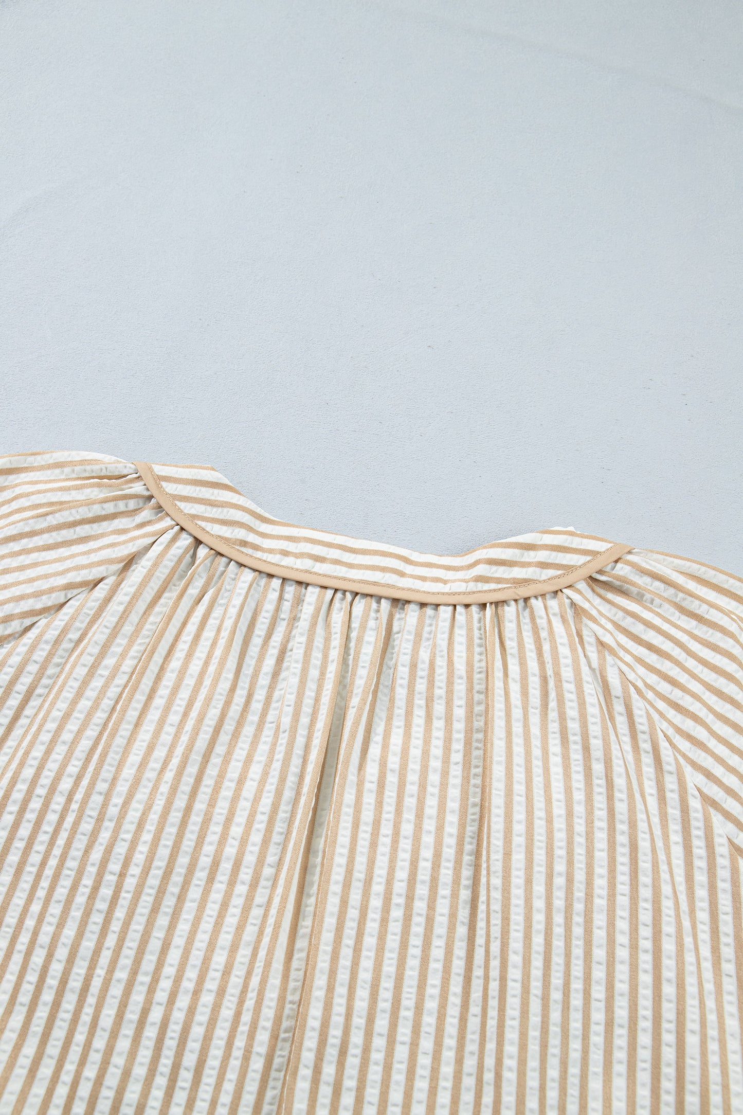 Stripe Floral Embroidered V Neck Blouse Women Long Sleeve