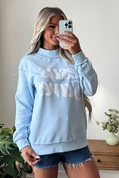 Jesus Saves Christian Mock Neck Oversized Sweatshirt