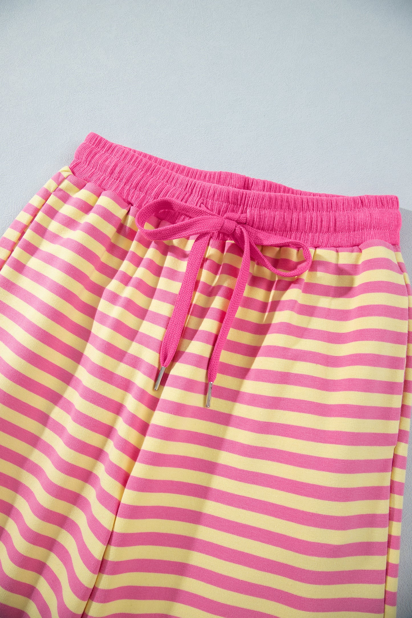 Pink Stripe Wide Leg Lounge Set Women 2 Piece Outfit