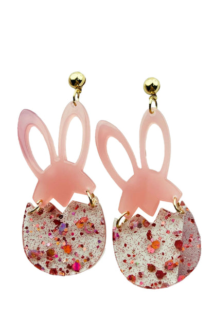 Easter Bunny Glitter Acrylic Dangle Earrings